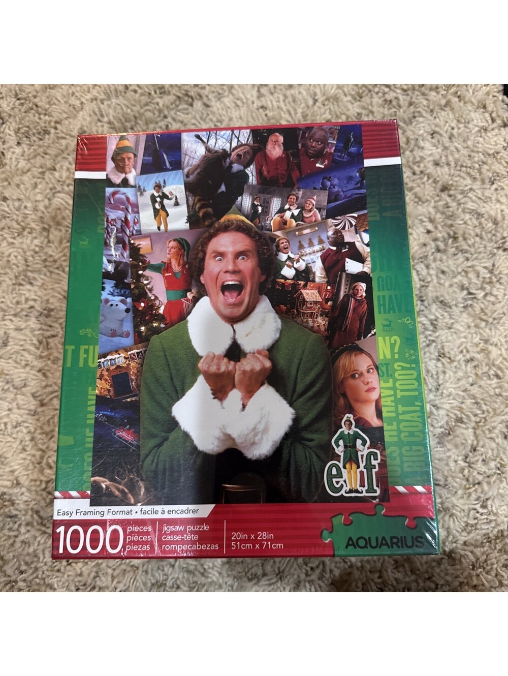 BUDDY THE ELF Christmas Puzzle Movie Elf 1000 Pc Aquarius #65-366 20"x28" SEALED